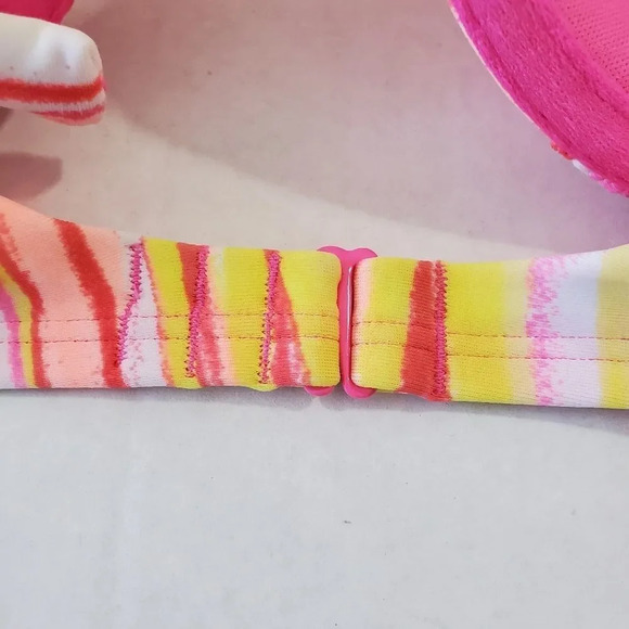 AERIE SWIM Pink Yellow Bridget Bikini Top Size 34C - Picture 8 of 9